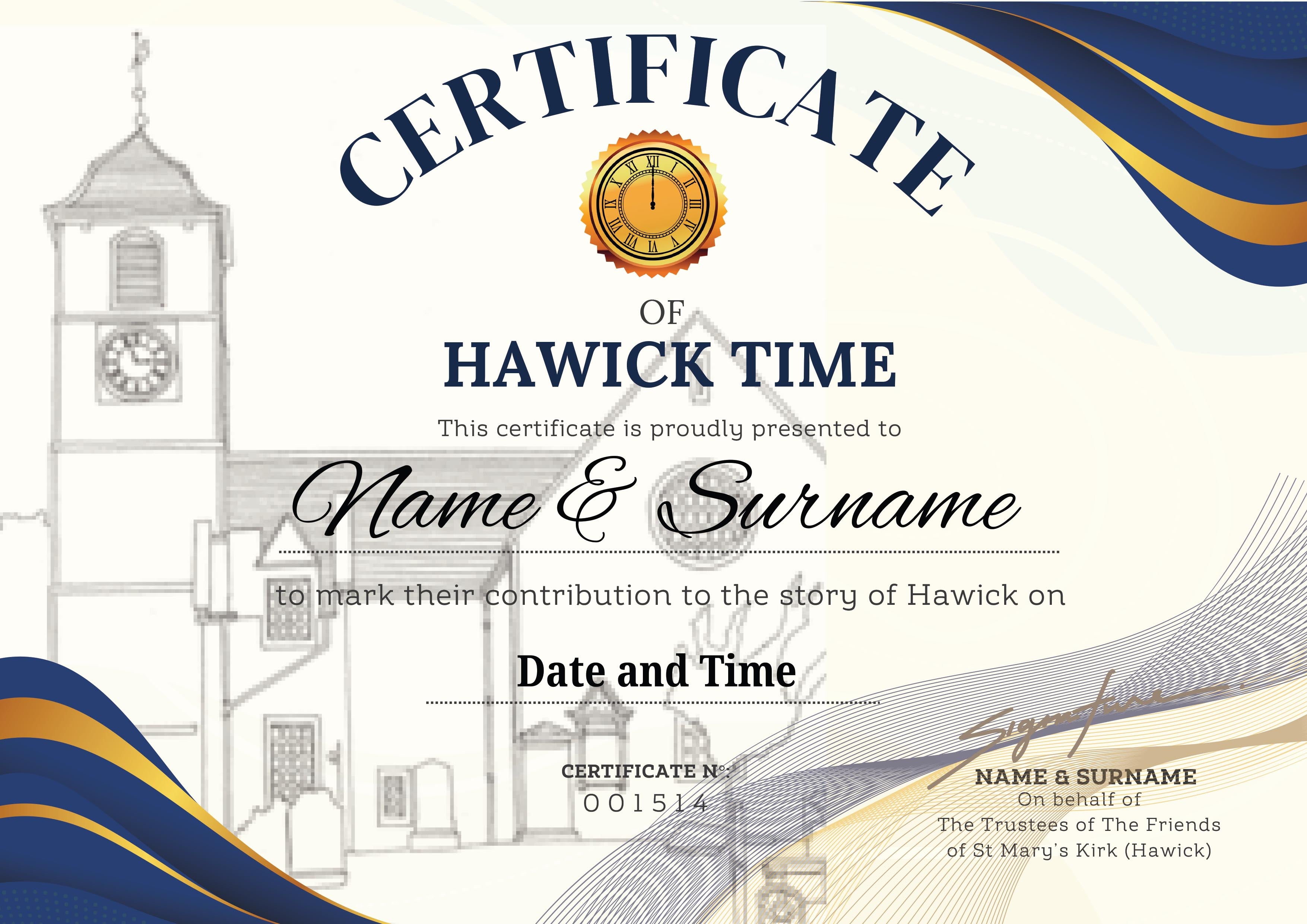 Certificate of Hawick Time