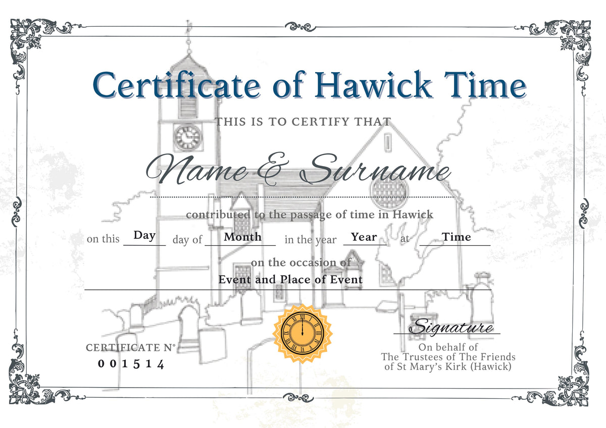 Certificate of Hawick Time – Friends of St Mary's Hawick