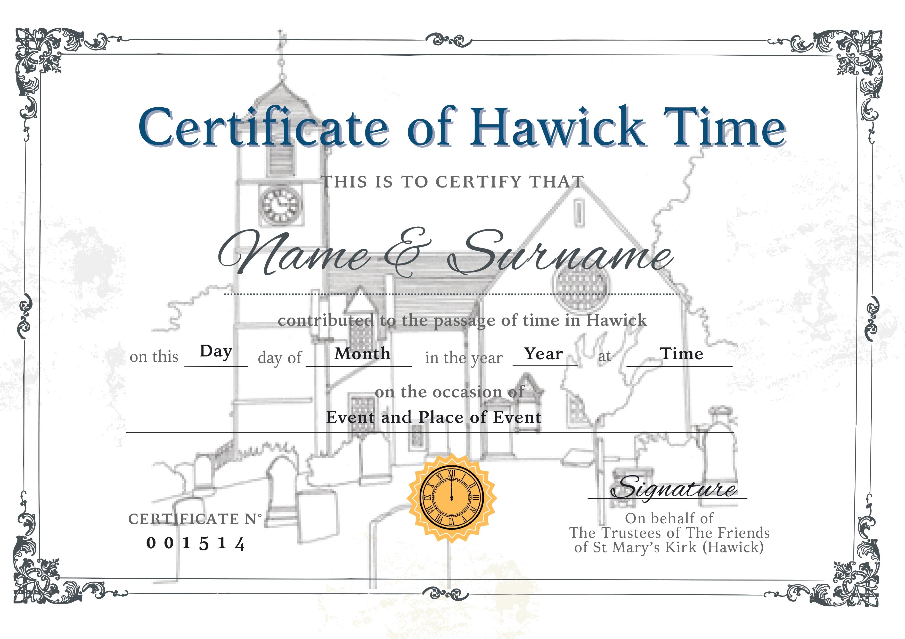 Certificate of Hawick Time